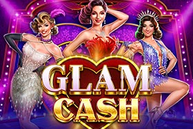 Glam Cash game logo featuring three glamorous showgirls in dazzling outfits with the text 'Glam Cash' in front.