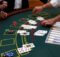 overhead view of a multi-hand blackjack table